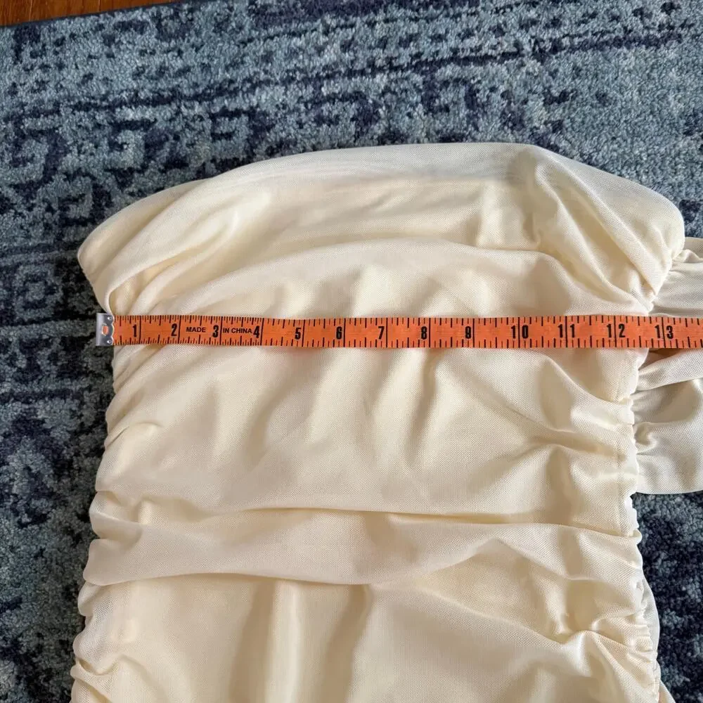 Pepper Mayo Yellow Songbird Maxi Dress Ruched Detail Summer Preppy Formal Prom - Picture 13 of 13